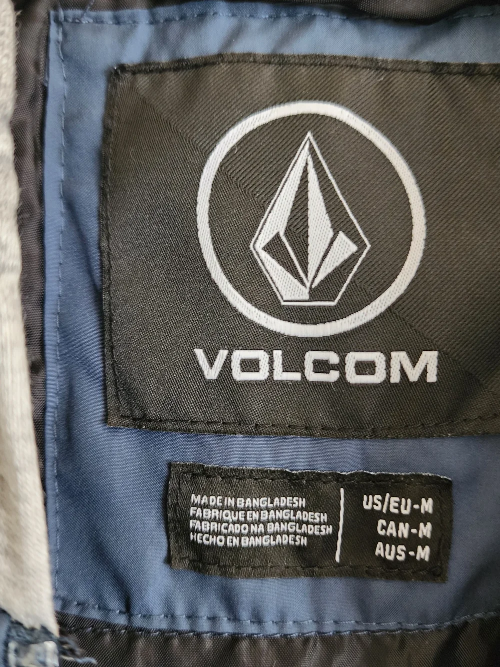 Volcom Men's Quilted Hybrid Hooded Full Zip Jacket Blue Grey Size M